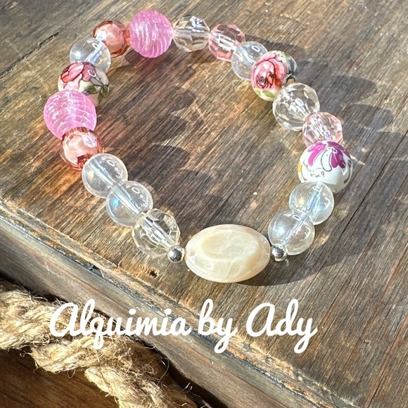 Mystic Aura Quartz beaded bracelet/problem solving/Capricorn/ - Picture 1 of 3